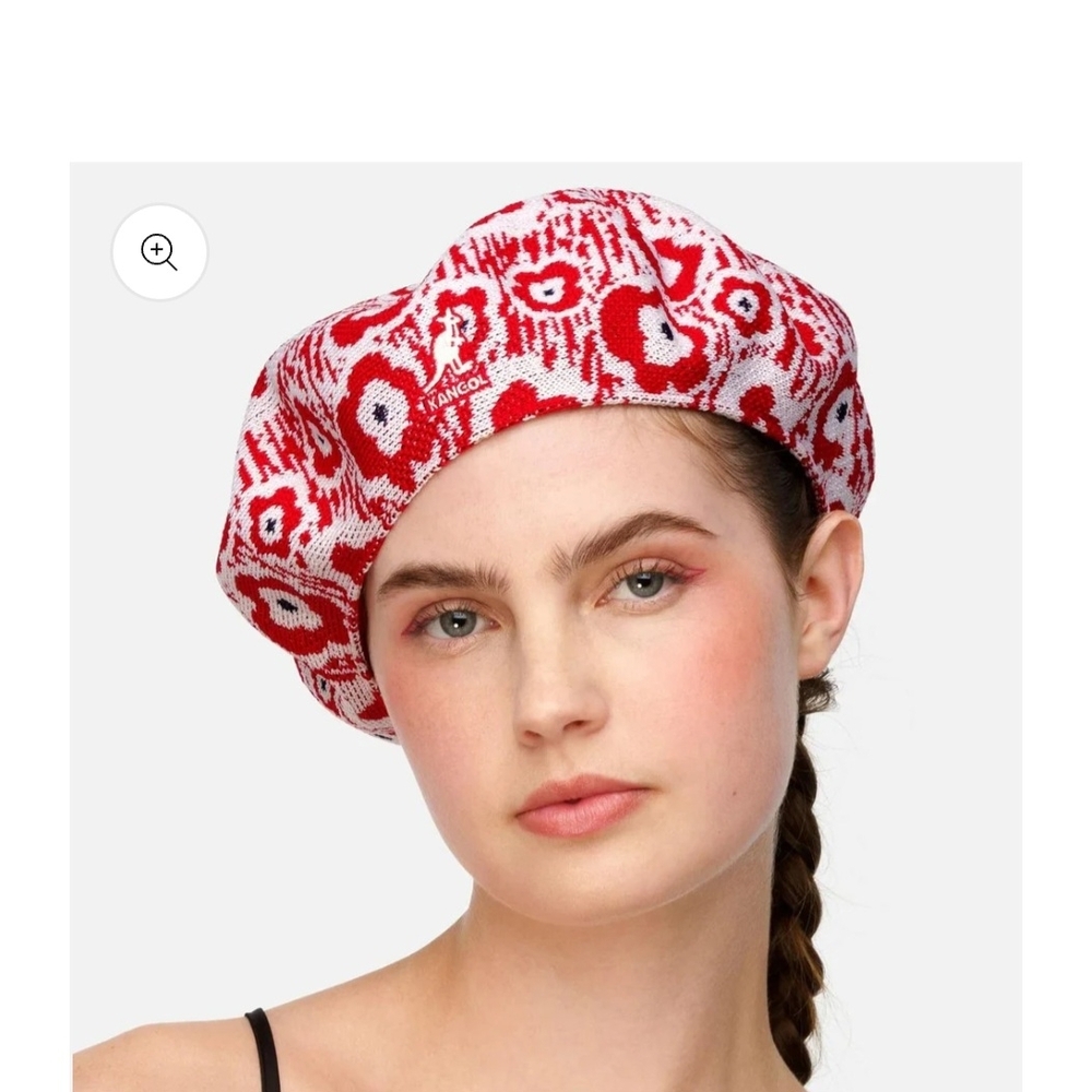 Kangol Red and White Patterned Beret